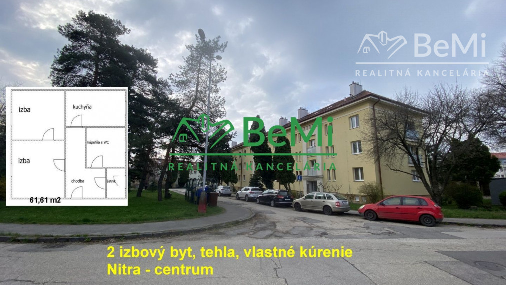 2 izbový byt Nitra - centrum, tehlový,bytový dom, vlastné kúrenie ID 441-112-MIGa